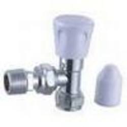 15mm Angled Radiator valve with control head and Lock shield cover cap